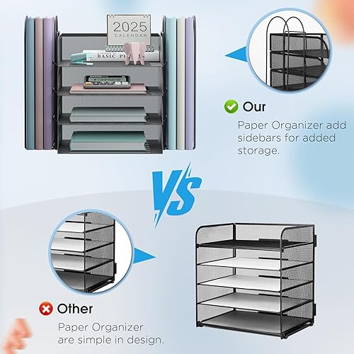 Miniatura 3 de Bandeja organizadora de papel apilable de 4 niveles para escritorio, accesorios de escritorio de oficina, organizador clasificador de papel para