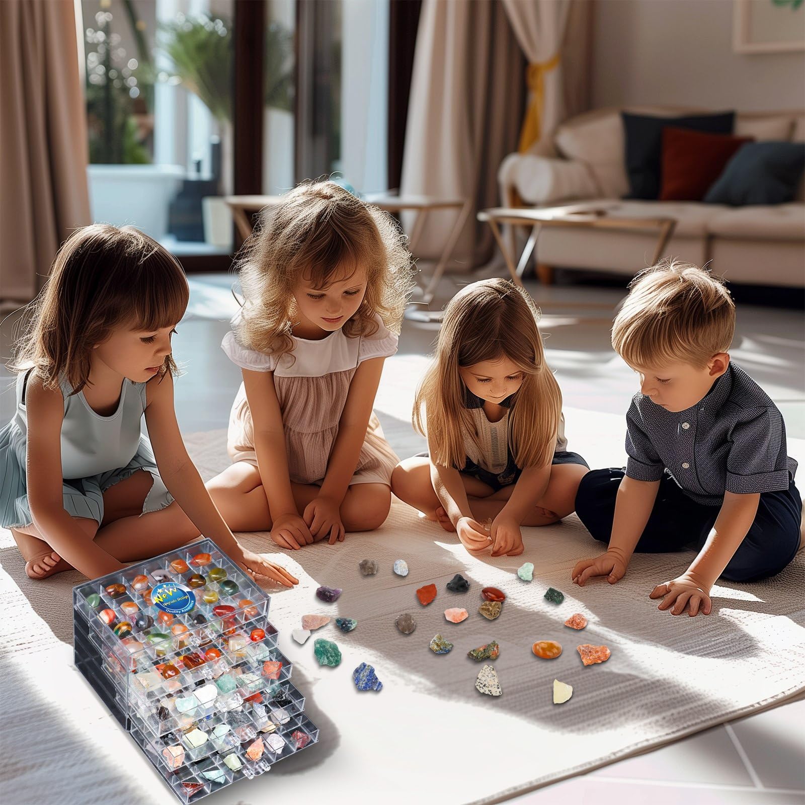 Crystal Rock Collection - Espositore per oggetti da collezione, scatola da collezione Rock per bambini, collezione Rock, scatola da collezione Rock per bambini, 5 strati