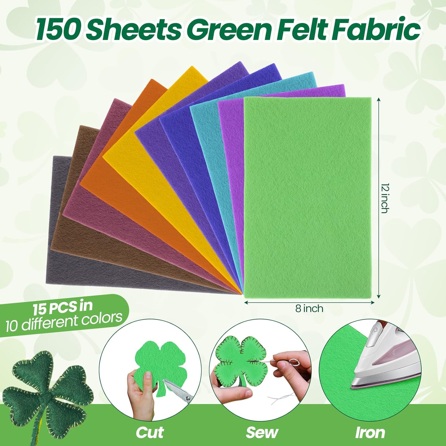 Peryiter 150 Pcs Light Macaron Felt Fabric Sheet for Craft 8 x 12 Inch Christmas Assorted Macaron Colors Felt Fabric Craft Square for Crafting Sewing School DIY Project