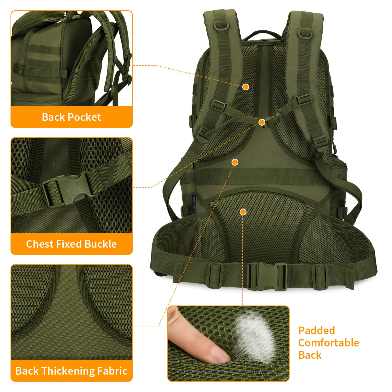 HUNTVP Wanderrucksack 50L Militar Rucksack Herren MOLLE Taktischer Rucksack Trekkingrucksack für Herren Damen Outdoor Wandern Trekking Camping