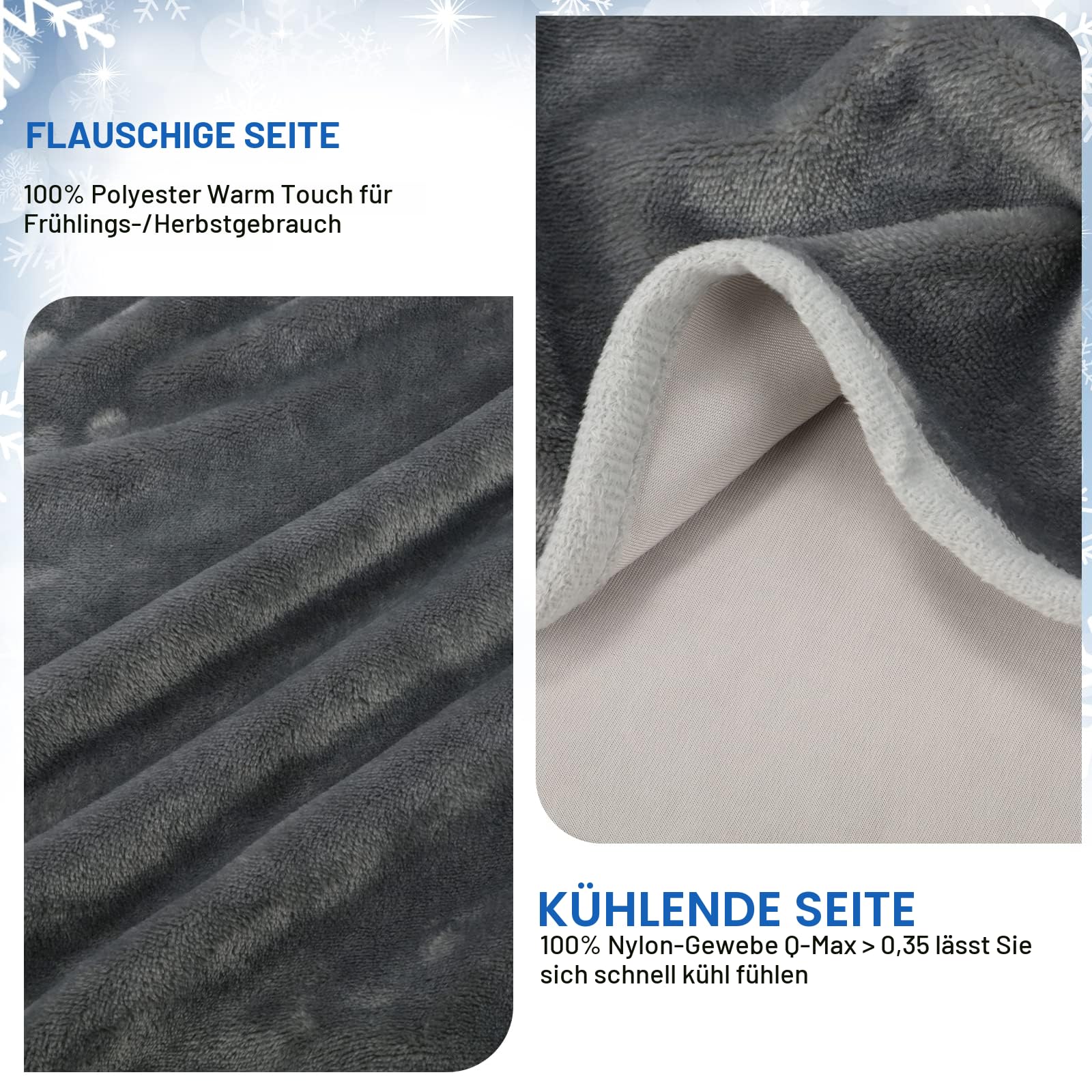 Uplayteck Kühldecke 150 x 200cm, Leichte Sommerdecke mit Japanische Arc-Chill Q-Max>0.4 Kühlfasern, Kühl und Hautfreundlich, 2 in 1 Doppelseitig Cooling Blanket Dünne Selbstkühlende Decke für Menschen