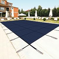 Lynkron Heavy-Duty Rectangular Inground Pool Safety Cover - Mesh Winter Cover, Triple Stitched, UV Protected, Blue