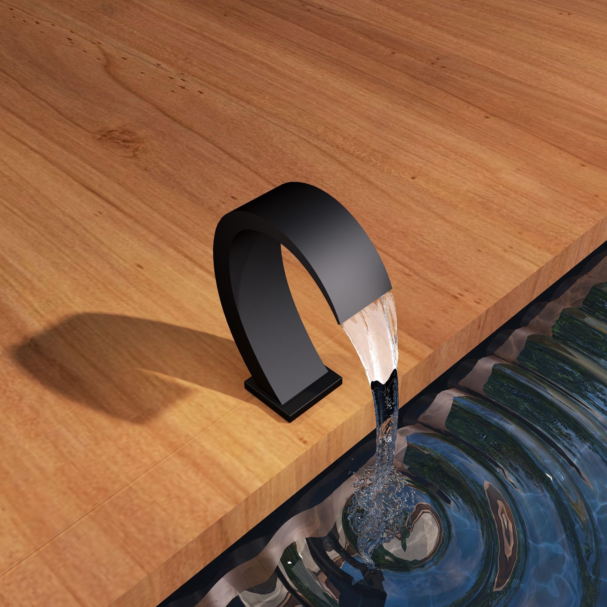 IMEX - Cascada Piscina de Acero Inoxidable S.316 Negro Mate | Fuente Piscina Empotrada Suelo para Jardín, Piscina y Terraza | Grifería 1 vía (Agua Fría) y Tratamiento Anticorrosión | Serie Iguazú