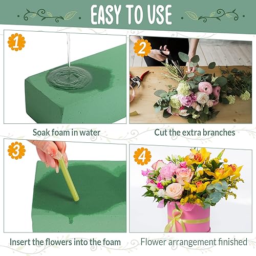 Miniatura 4 de 20 bloques de espuma floral para arreglos florales, ladrillos de espuma rectangulares para floristería, ladrillos de espuma secos y húmedos para