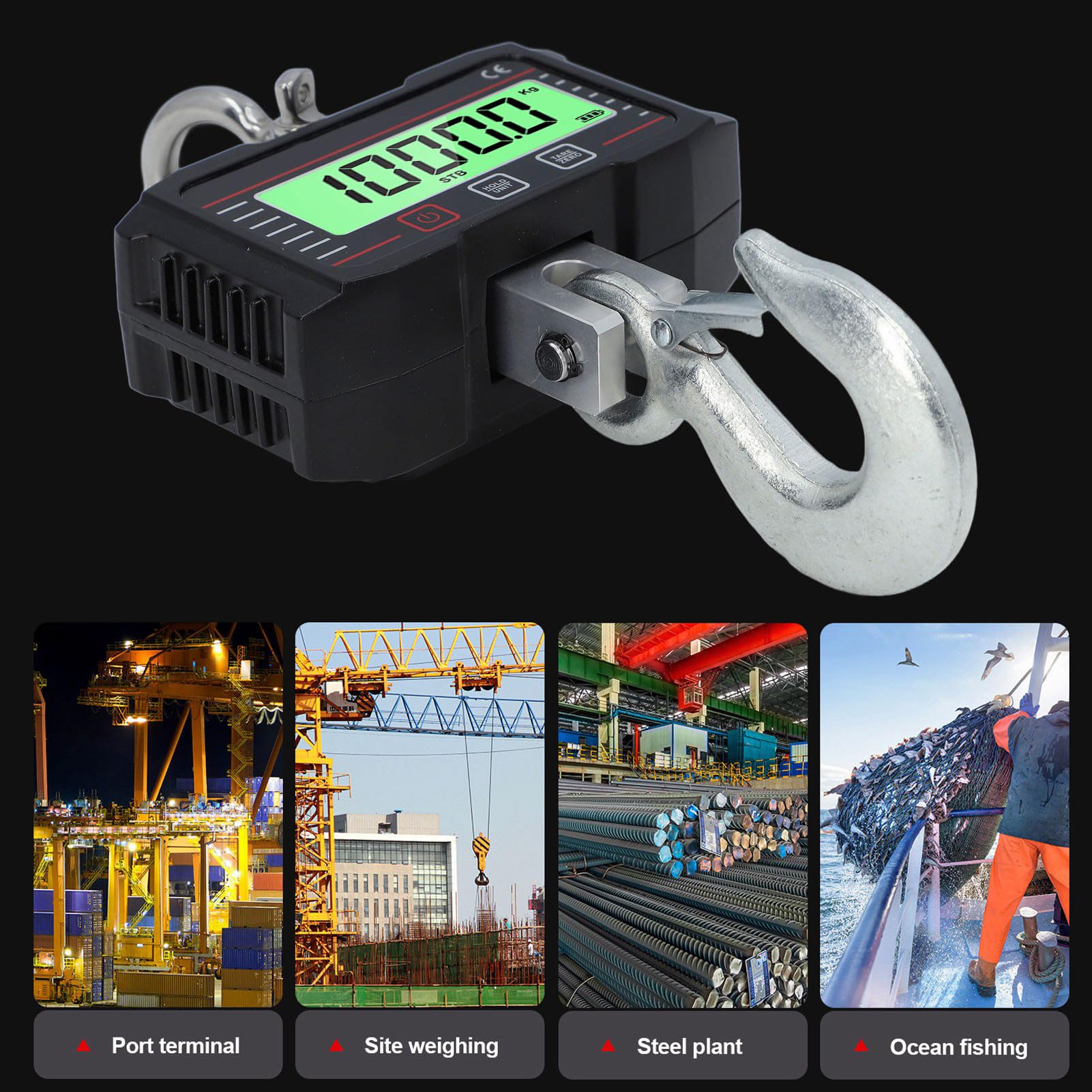 Naroote Bilancia Digitale a Gru, Bilancia Industriale Elettronica a Sospensione in Lega di Alluminio con Schermo LCD Retroilluminato, Telecomando, per Pesca, Agricoltura e Industria