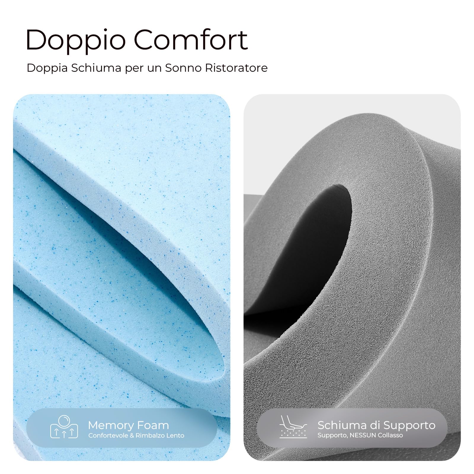Sweetnight Materasso Topper con Memory Foam in Gel, 160x190 cm, spessore 10 cm, con Fondo Antiscivolo, Coprimaterasso in Schiuma di Supporto con Tessuto Morbido e Traspirante, Sfoderabile e Lavabile
