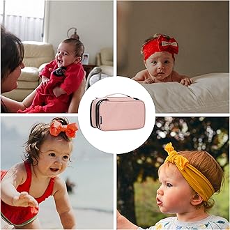 KISLANE Baby Girl Hair Accessories Storage Bag, Soft Headbands Holder, Barrette, Bows, Hair Ties, Pins, Clips Storage Bag for Girls, Baby Mittens Storage Travel Bag with Multi-Compartment