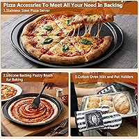 Vista 4 de Juego de Pala y Bandeja para Pizza, 7 Piezas de Accesorios para Horno de Pizza, Pala de Pizza de Metal de 12 Pulgadas (12"x 14") con Mango de Madera