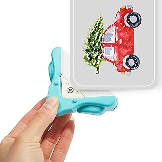 Paper Corner Rounder with Chips Tray – 5mm Corner Cutter Punch Tool for Photo Card Making Paper Cutting DIY Angle Tool for Scrapbooking Puncher for School Office DIY Projects (Blue)