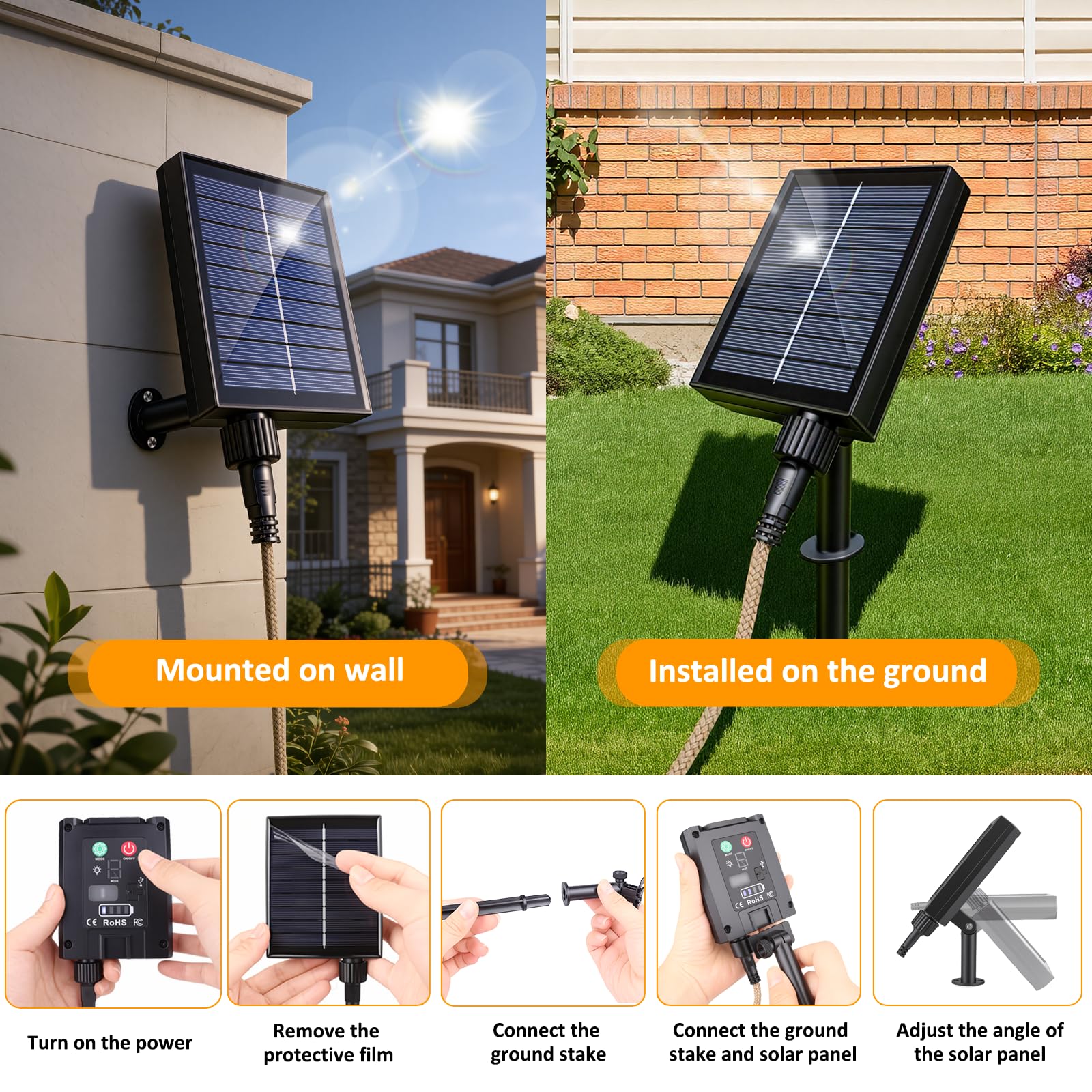 8M Guirnaldas Luces Exterior Solar con Control Remoto, con 16 LED Bombillas, Blanco Cálido, 8 Modos/Impermeables/Regulable/Sincronización, Cadena de Luce para Jardines Terraza, Fiestas, Bodas