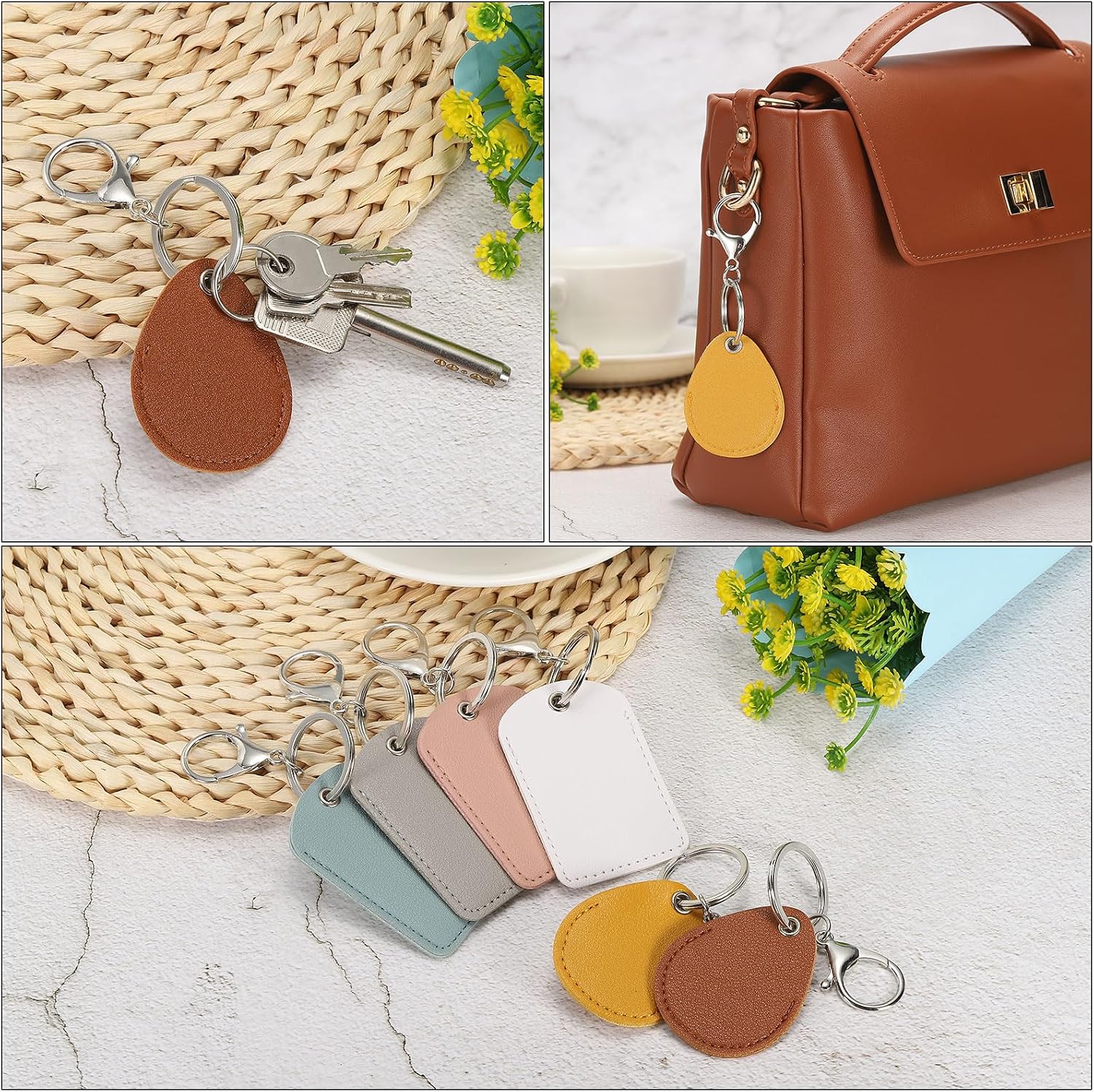 PATIKIL Leather Key Fob - PU Leather Keychain Holder for Keys, ID Cards