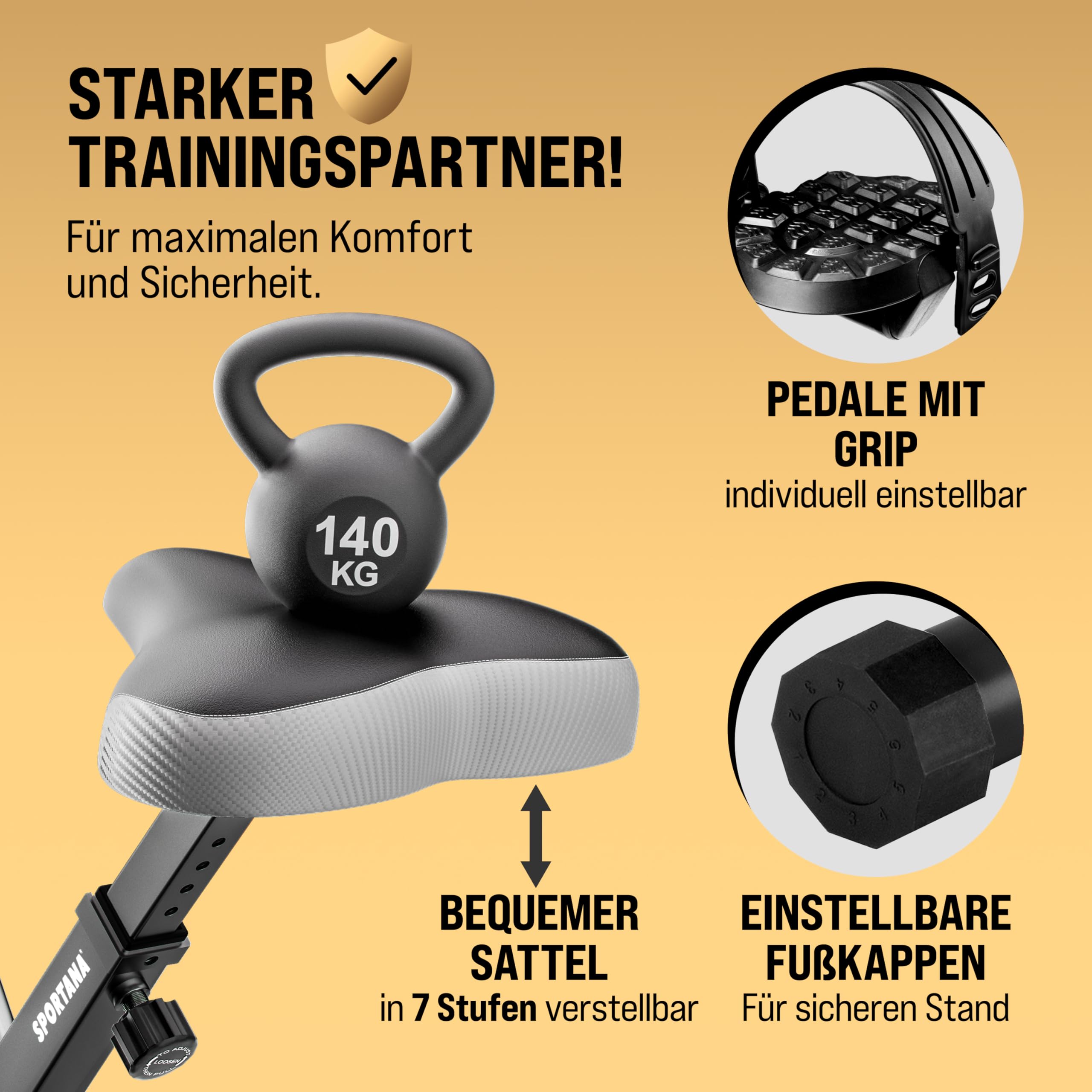 Heimtrainer Fahrrad EAGLE 4in1 Ausdauer Ergometer - Klappbar - LCD Display - Höhenverstellbar - inkl. Fitnessbänder - Hometrainer, Fitnessbike, Workout Bike, Trimmrad, Indoor Bike