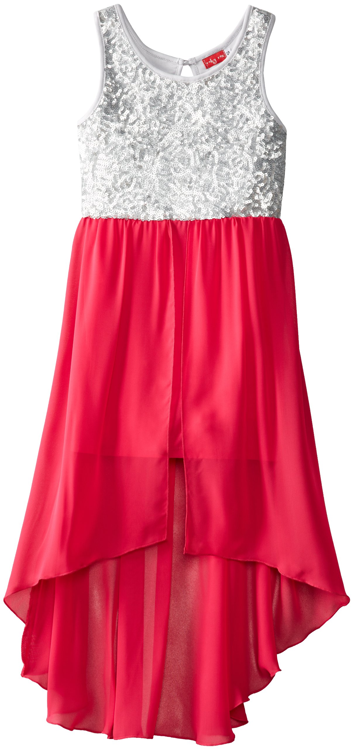 Ruby Rox Big Girls' Sequin To Chiffon High Low Dress