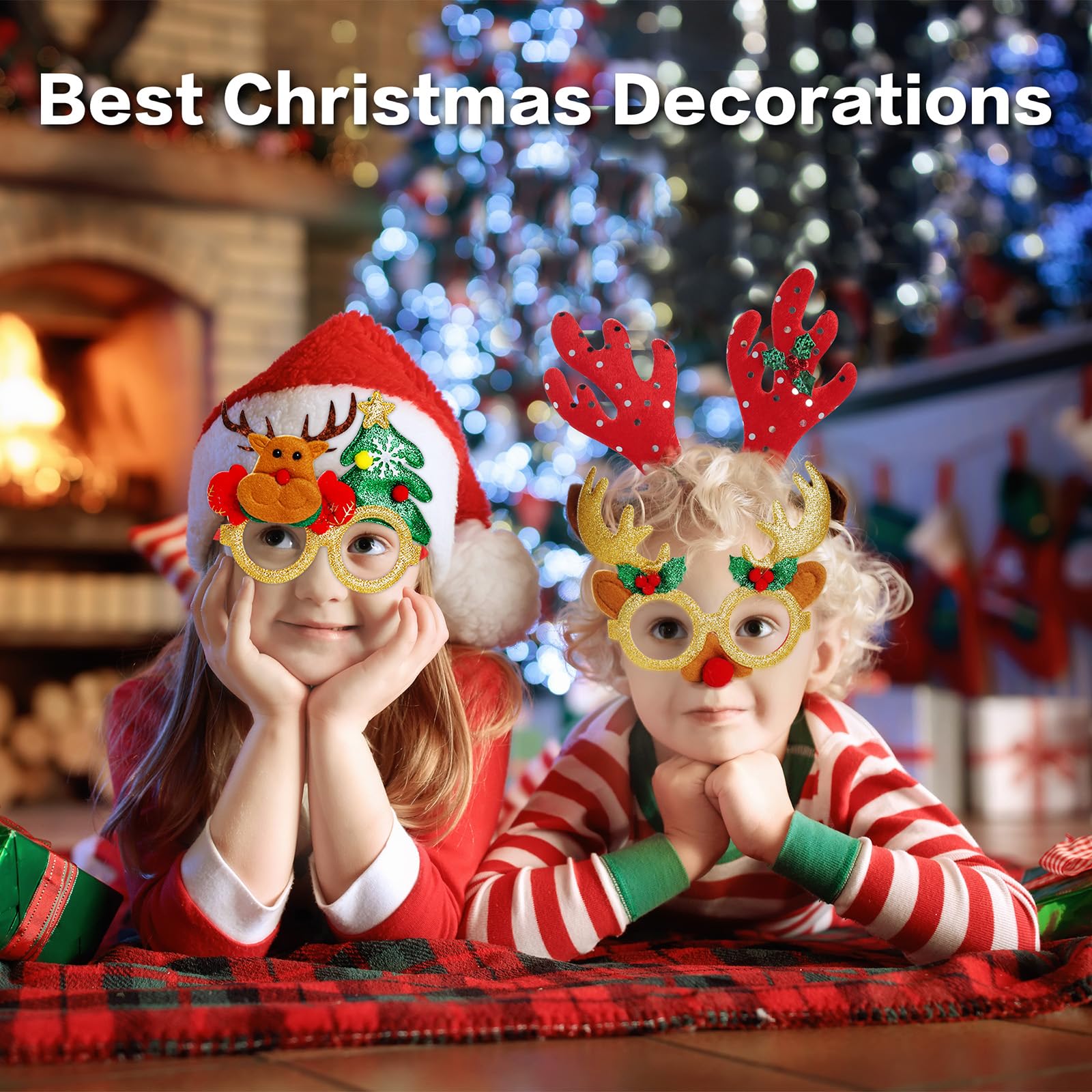 Set di 24 cornici per occhiali natalizi e fasce per capelli, accessori per feste di Natale, accessori per servizi fotografici