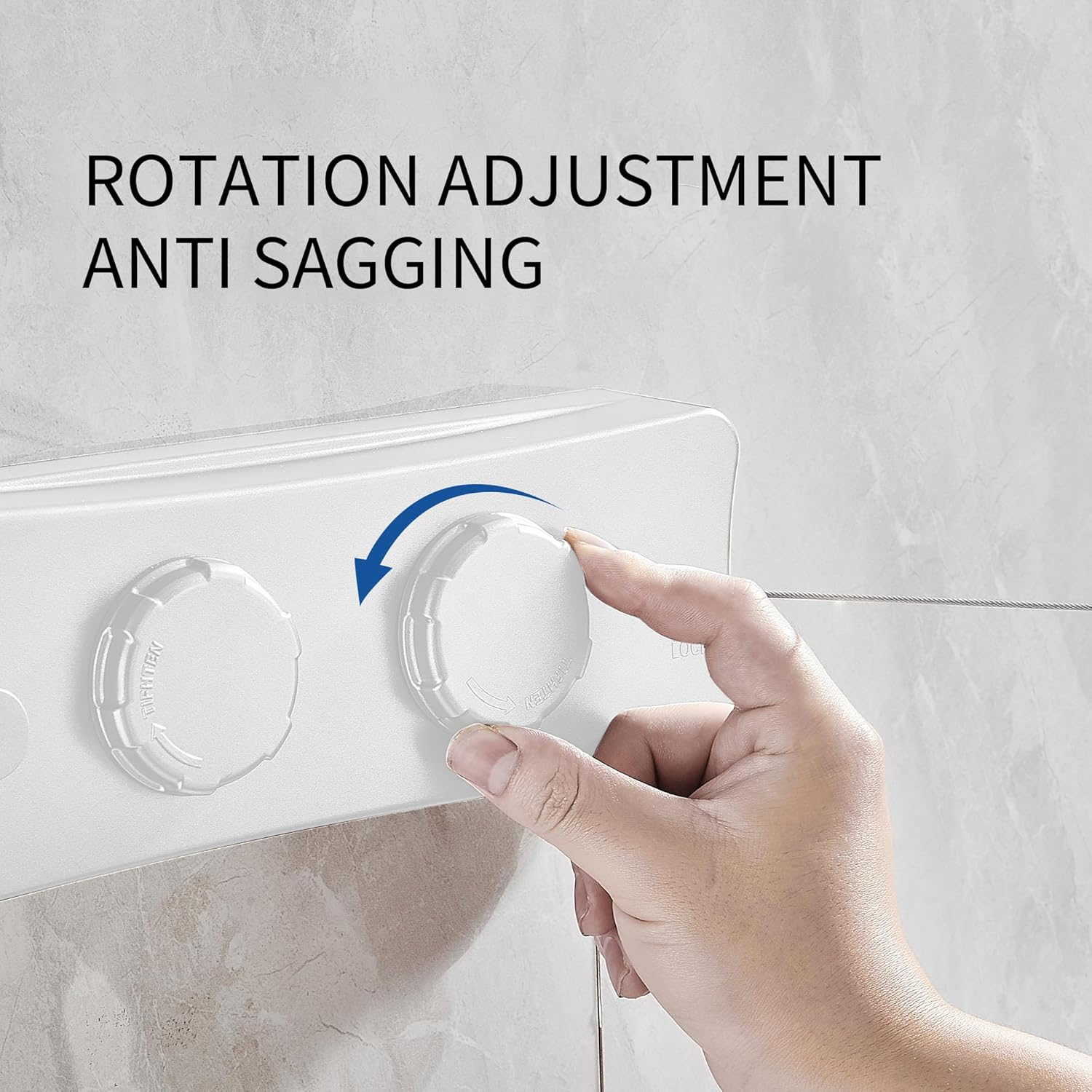 JOOM Retractable Clothesline Heavy Duty Clothes Drying Laundry Line Wall Mounted Easy Hanging Clothes Drying Laundry Line Retracting Hanging Lock to Prevent Sagging (Two line,White)