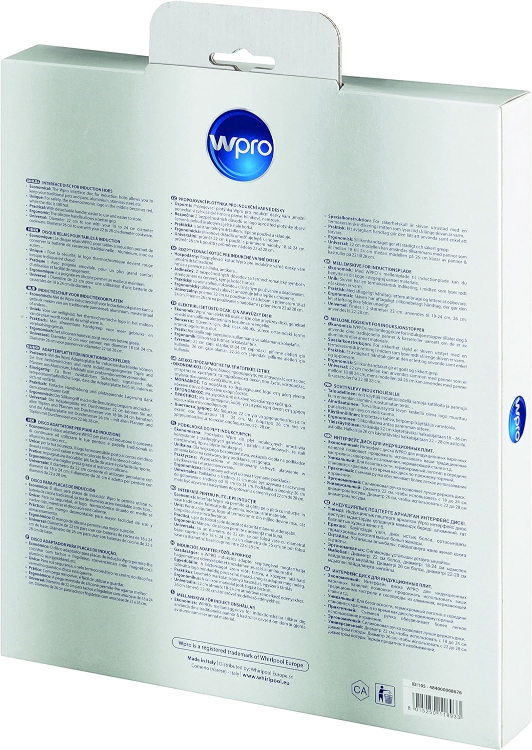 Wpro idi105 Plaque de four et accessoires, adaptateur avec 22 cm de diamètre