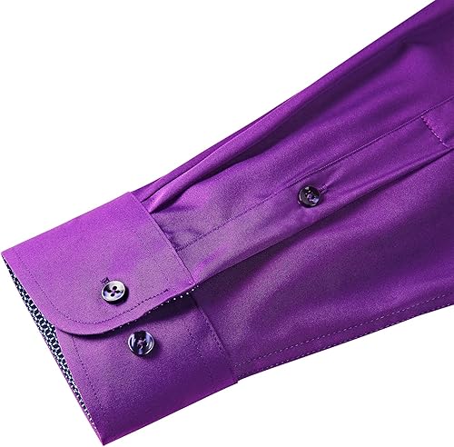 Miniatura 4 de J.VER Camisa de vestir de manga larga para hombre, estilo informal, elástica, sin arrugas, ajuste regular, abotonada