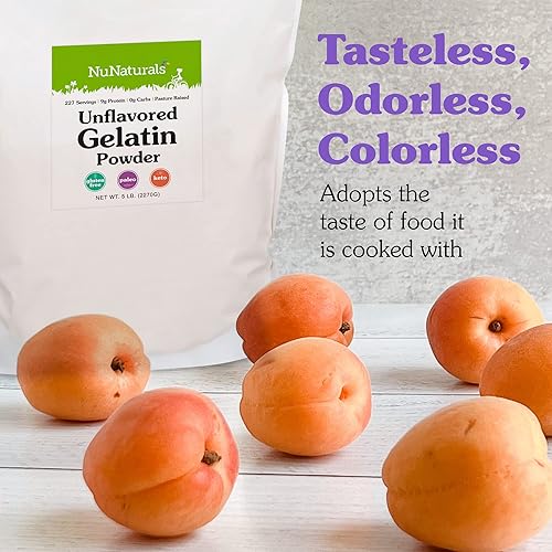 Miniatura 8 de NuNaturals Polvo de gelatina de carne sin sabor, espesa, estabiliza y texturiza instantáneamente, 5 libras