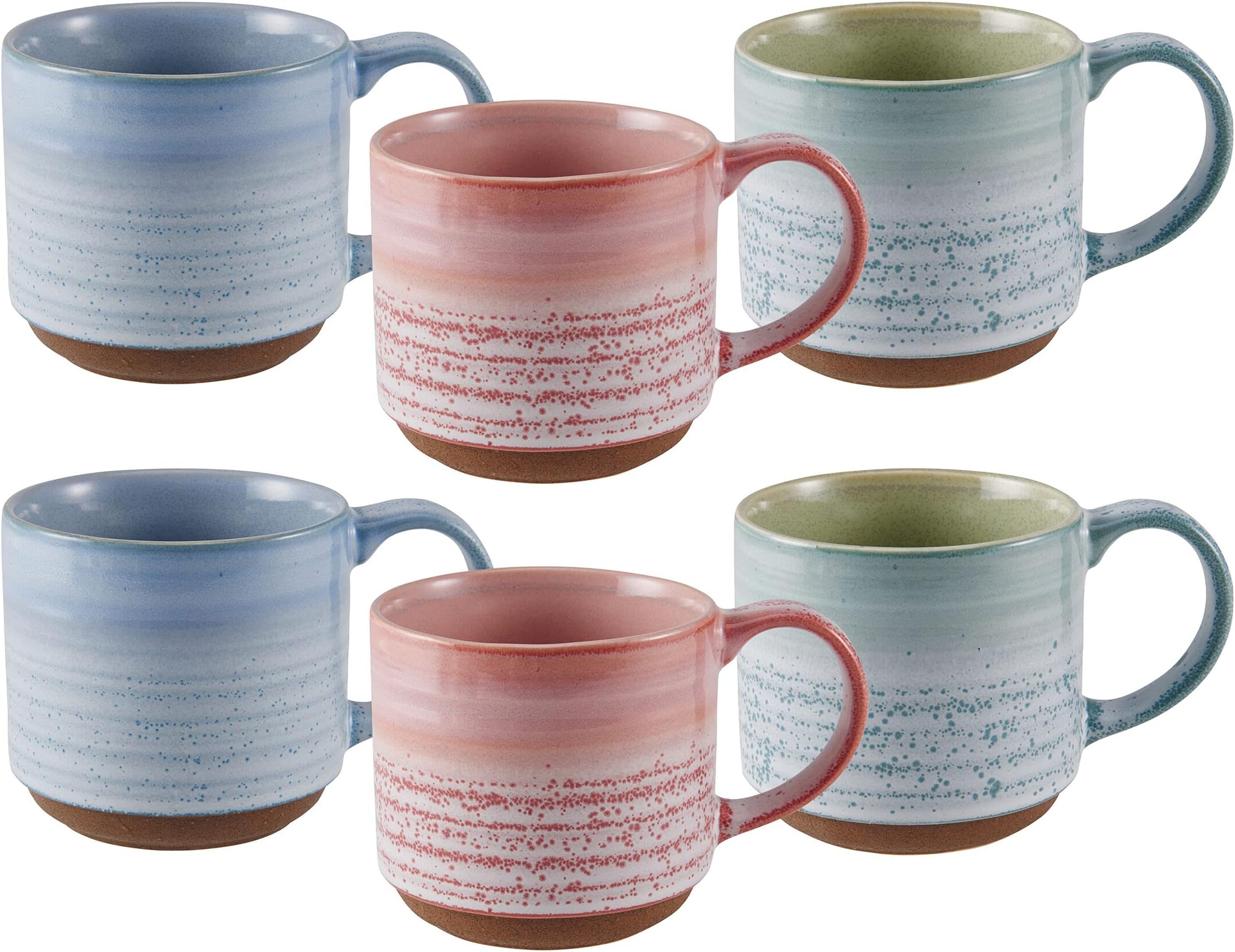 Pfaltzgraff Brushed Reactive Mug, Set Of 6, 15-Ounce, Multicolor