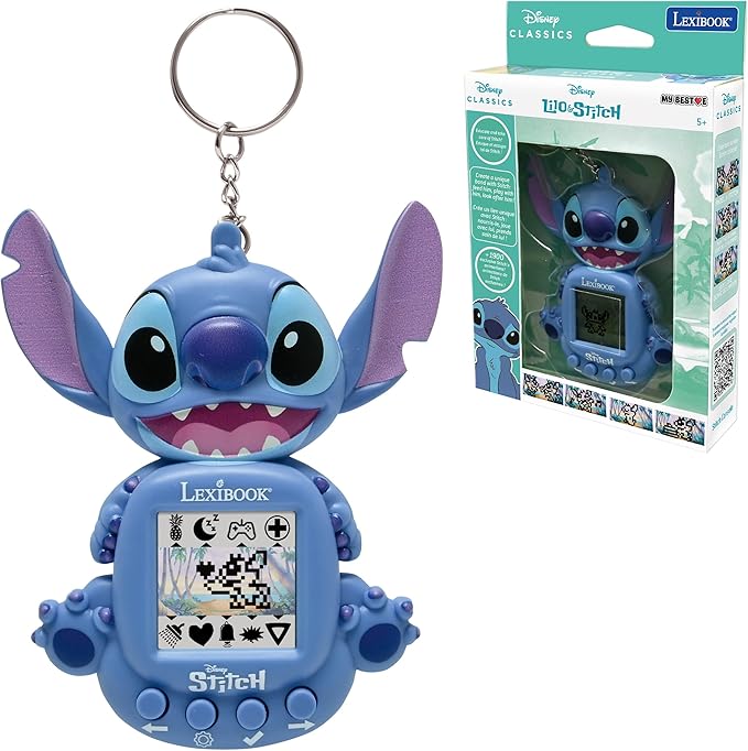 Lexibook, Disney Stitch, My Best-e, Console de Jeux Portable, Compagnon interactif et éducatif pour Enfants, 8 catégories de Jeux, Écran colorisé, Bleu, JLMB10D