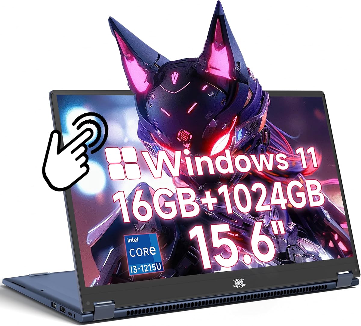 THEYETI 15.6 Inch 2 in 1 Gaming Laptop Computer 16GB RAM 1TB SSD, 12th Gen i3-1215U Processor, 1920 x 1080 IPS Touchscreen Yoga Convertible Laptop with HDMI, Type C, Supports 360° Folding