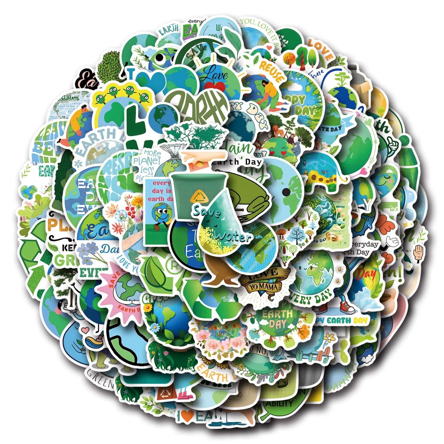 Earth Day Stickers,Earth Day Graffiti Stickers,100Pcs Vinyl Waterproof Decals for Kids Teens,for Phone Laptop Water Bottles Skateboard Computer Phone Luggage Guitar Car Gifts