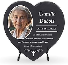 LAUBLUST Plaque funéraire personnalisée comme décoration funéraire avec texte | Plaque en ardoise gravée comme pierre tombale décorative - Croix, trois tailles | Plaque сommémorative avec nom et photo