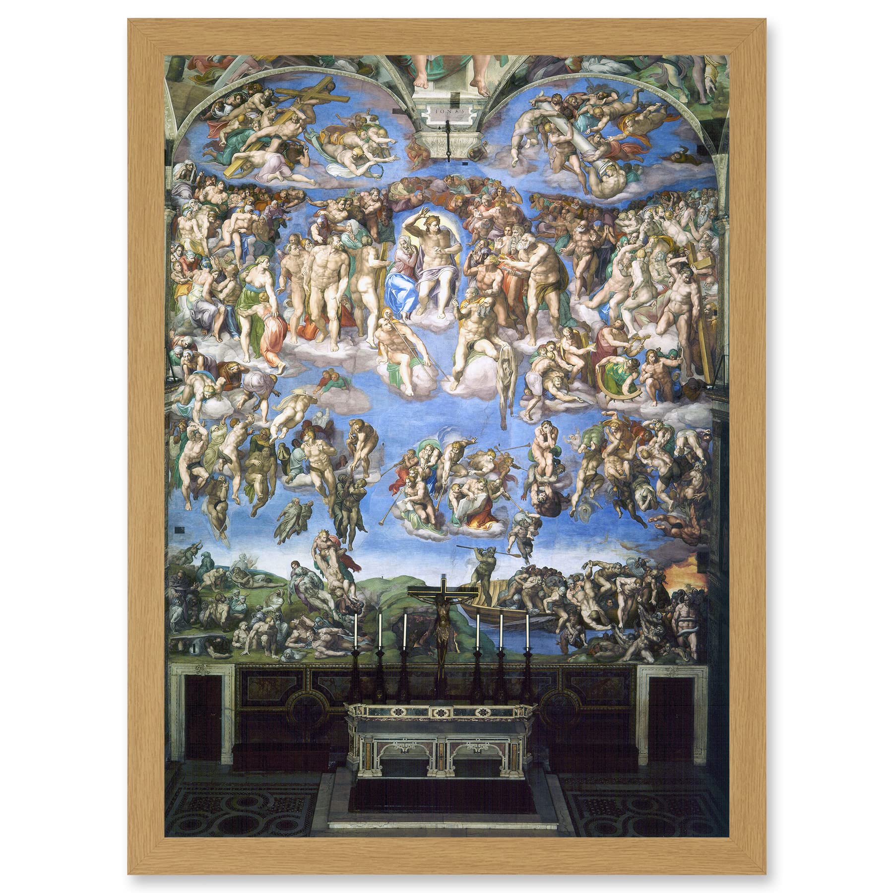 Artery8 Michelangelo The Last Judgement 1541 Old Master Painting Artwork Framed Wall Art Print A4
