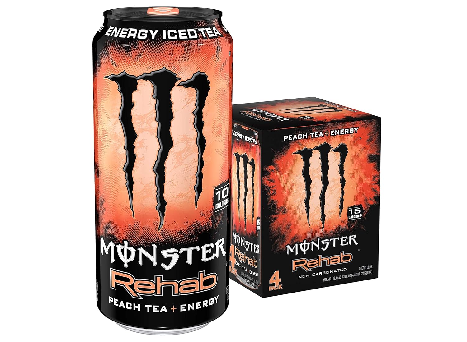 Buy Monster Energy Rehab Peach Tea Cans, 15.5 Fl Oz Pack of 4 ...