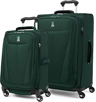 Travelpro Maxlite 5 Softside Expandable Luggage with 4 Spinner Wheels, Lightweight Suitcase, Men and Women, Forest Green, 2-Piece Set 21/25