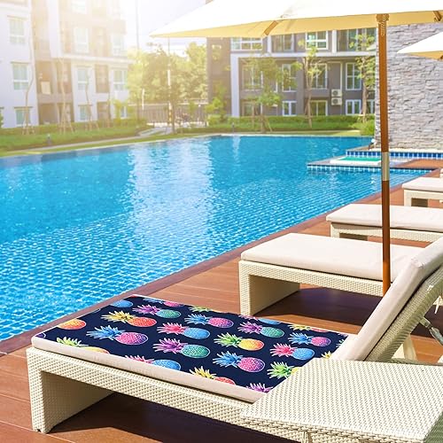 Miniatura 5 de Toalla de playa de piña de gran tamaño para niños y niñas, colorida, fina, ligera, de secado rápido, sin arena, 30 x 60 pulgadas, suave y ligera,