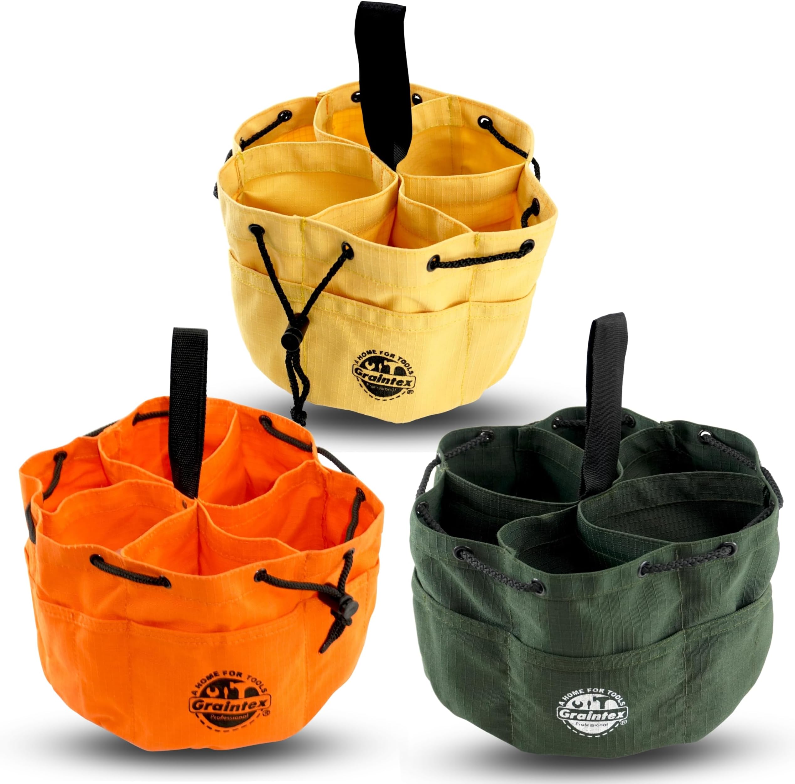 18 Pocket Grab Bags Set of 3 Pcs Rip-Stop Canvas, Drawstring Closure, Small Parts Organizer Bag, Small Tools, Screws, Parts, Parachute Tool Bag, Parachute Tool Organizer for Essential Items