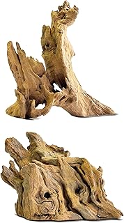Natural Driftwood for Aquarium Decor,Reptile Habitat&Home DIY Decor,Naturally Unique Shapes Weathered Wood,Easy to Use S-(6-8 Inch/1.1-1.3 Lbs)-Pack of 2