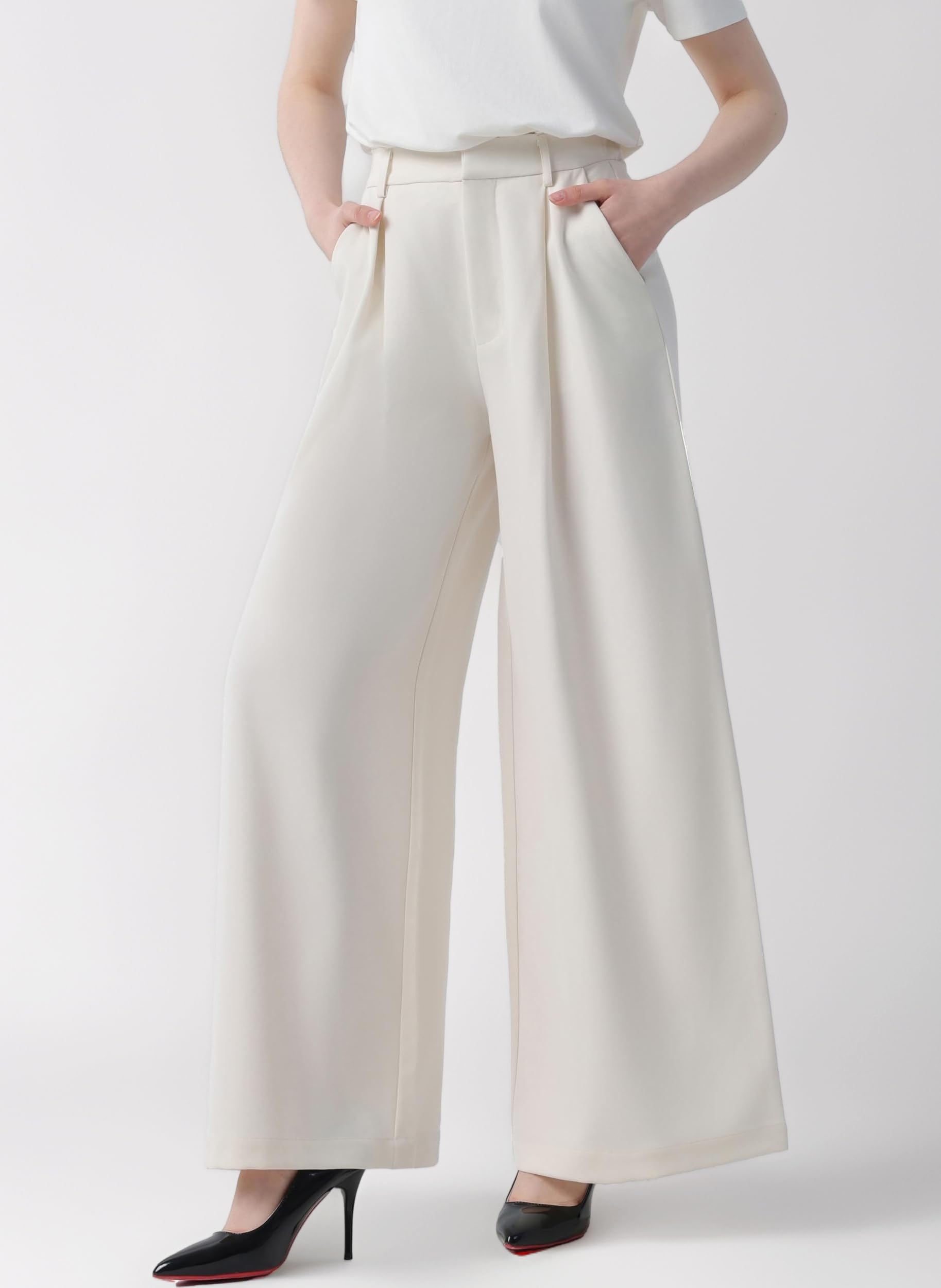 Tronjori Women High Waist Casual Wide Leg Long Palazzo Pants Trousers Regular Size