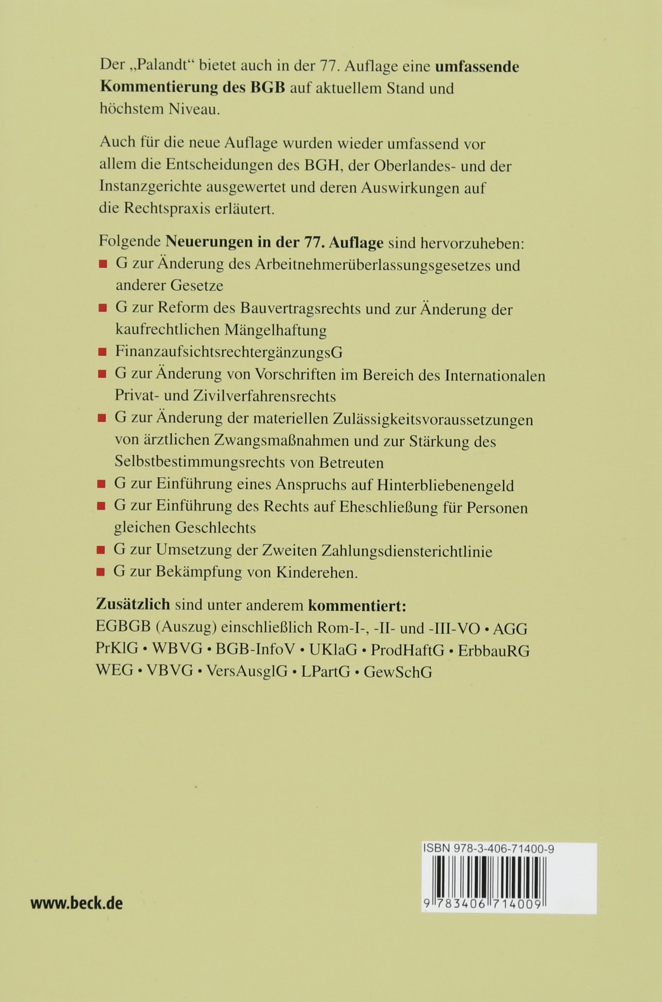 Bürgerliches Gesetzbuch: mit Nebengesetzen insbesondere mit Einführungsgesetz (Auszug) einschließlich Rom I-, Rom II- und Rom III-Verordnungen sowie ... 2018 (Beck'sche Kurz-Kommentare, Band 7)