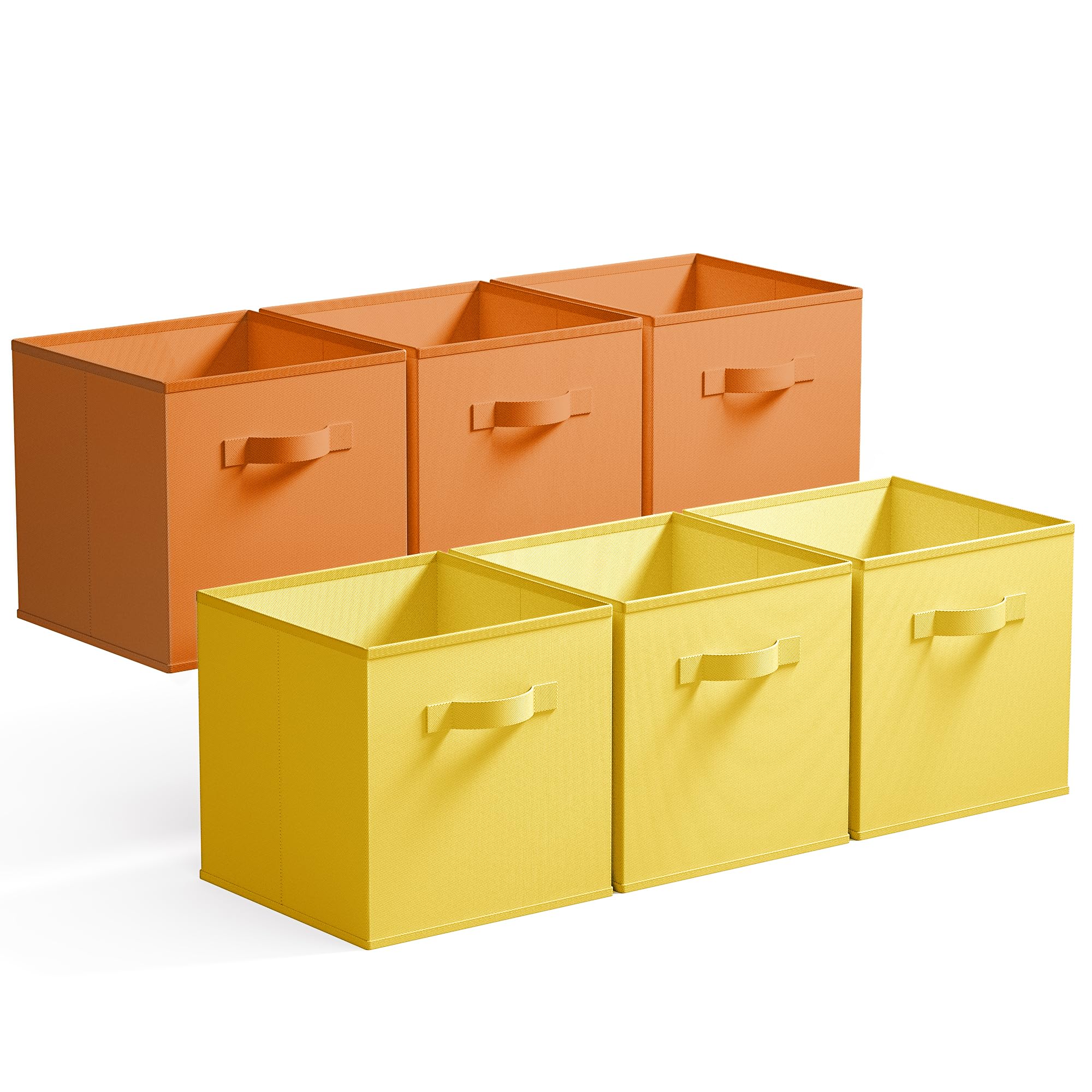 GRANNY SAYS Cube Storage Boxes 27x27 cm, Pack of 6 Fabric Storage Cubes, Square Cloth Baskets for Shelves, Foldable Cube Boxes, Cubby Unit Bins for Organising Accessories, 3 Yellow & 3 Orange — image 1