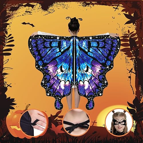 Miniatura 6 de Butterfly Costume Halloween Costumes for Girls Kids, Butterfly Wings Costume Cape Shawl for Girls Fairy Wing