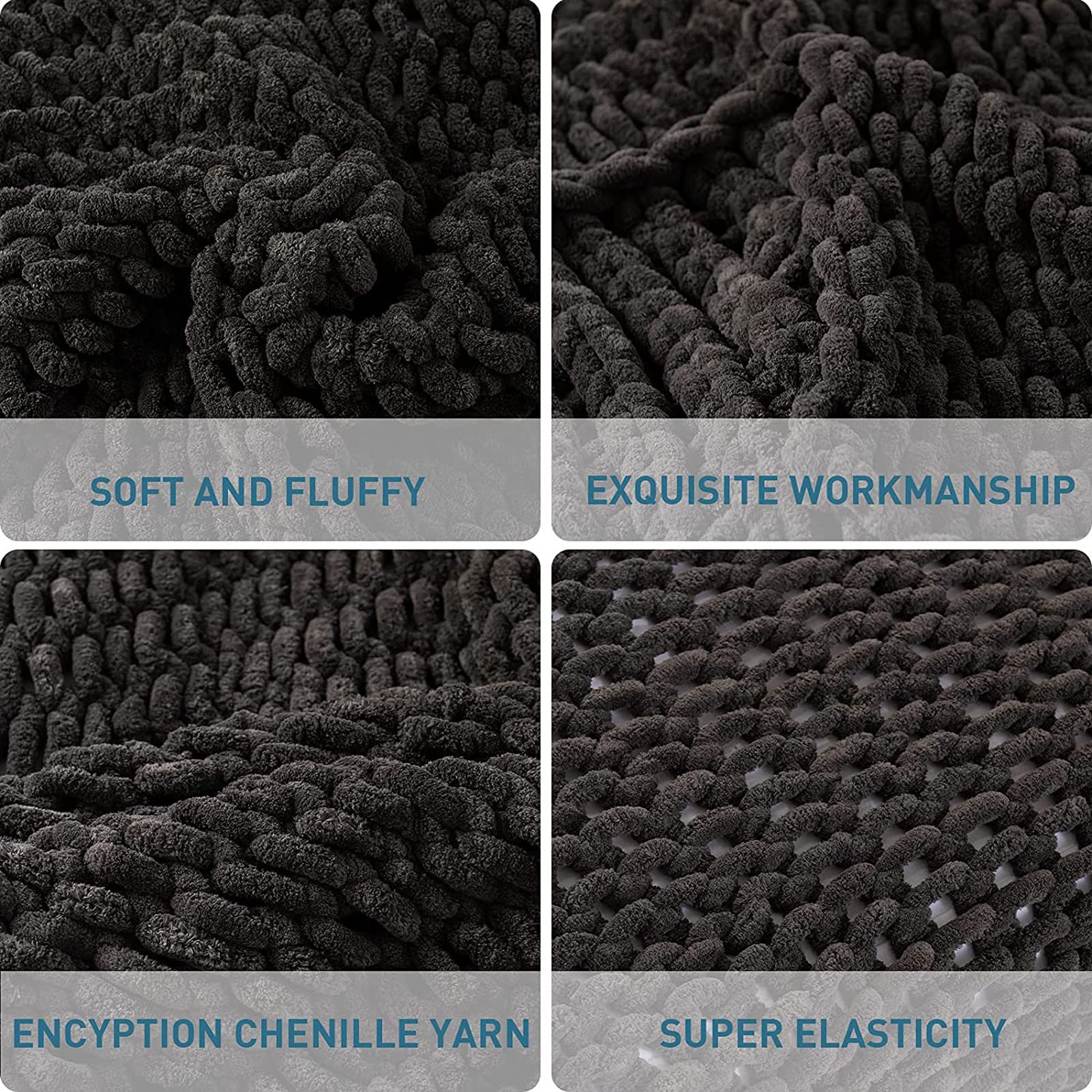Luxuriöse Grobstrick-Überwurfdecke, Große Zopfstrick-Decke aus weichem, kuscheligem Polyester-Chenille, voluminöse Decken zum Kuscheln im Bett, Auf der Couch Oder Dem Sofa