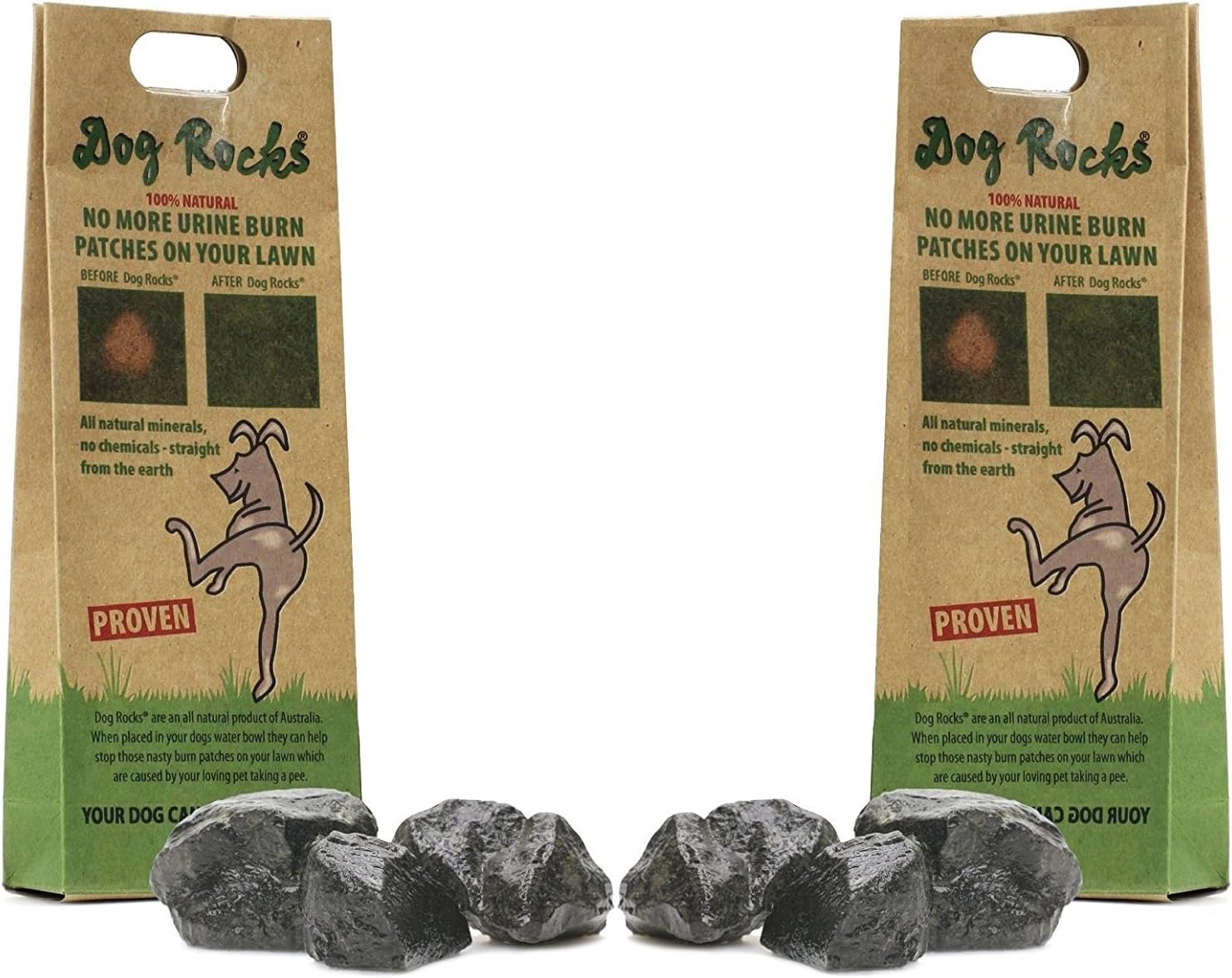 Dog Rocks for Urine Burning Grass - 200g Each - Natural Pet Rock to Help Maintain Green Lawn - Grass Savers for Dog Urine - 4 Month Supply for Use in Water Bowls or Yard (Pack of 2)
