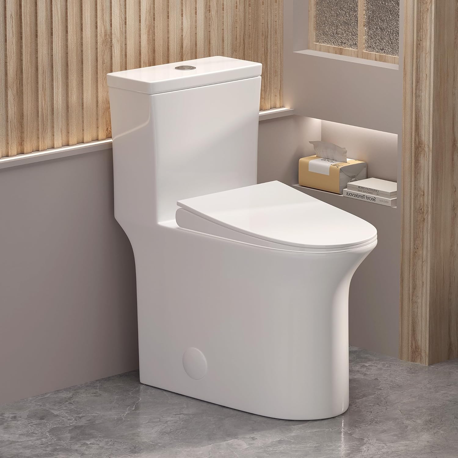 WinZo WZ5023 Tall One Piece Toilet Dual Flush With Comfortable Seat Height 18.75" ADA Compliance For Seniors Tall Disabled Person,12" rough-in, White