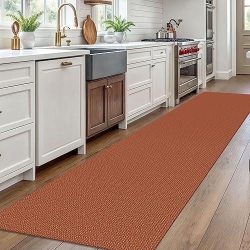 Vista 85 de EARTHALL - Tapete tejido lavable con parte trasera de goma, tapete trenzado de algodón antideslizante para interiores para entrada, pasillo, cocina