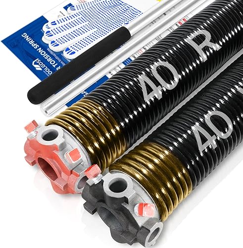 Miniatura 93 de Par de resortes de torsión para puerta de garaje de 2 pulgadas con barras de bobinado antideslizantes y guantes, electroforesis de alta precisión