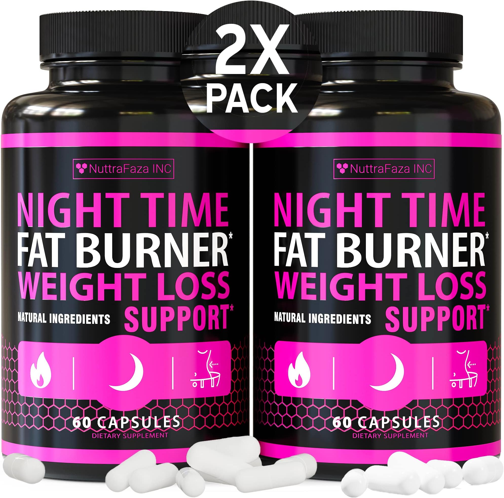(2 Pack) Night Time Weight Loss Pills for Women - Advanced Weight Loss Supplement - Fat Burners for Women - Diet Pills that Work Fast - Belly Fat Burner - Appetite Suppressant - Made in USA