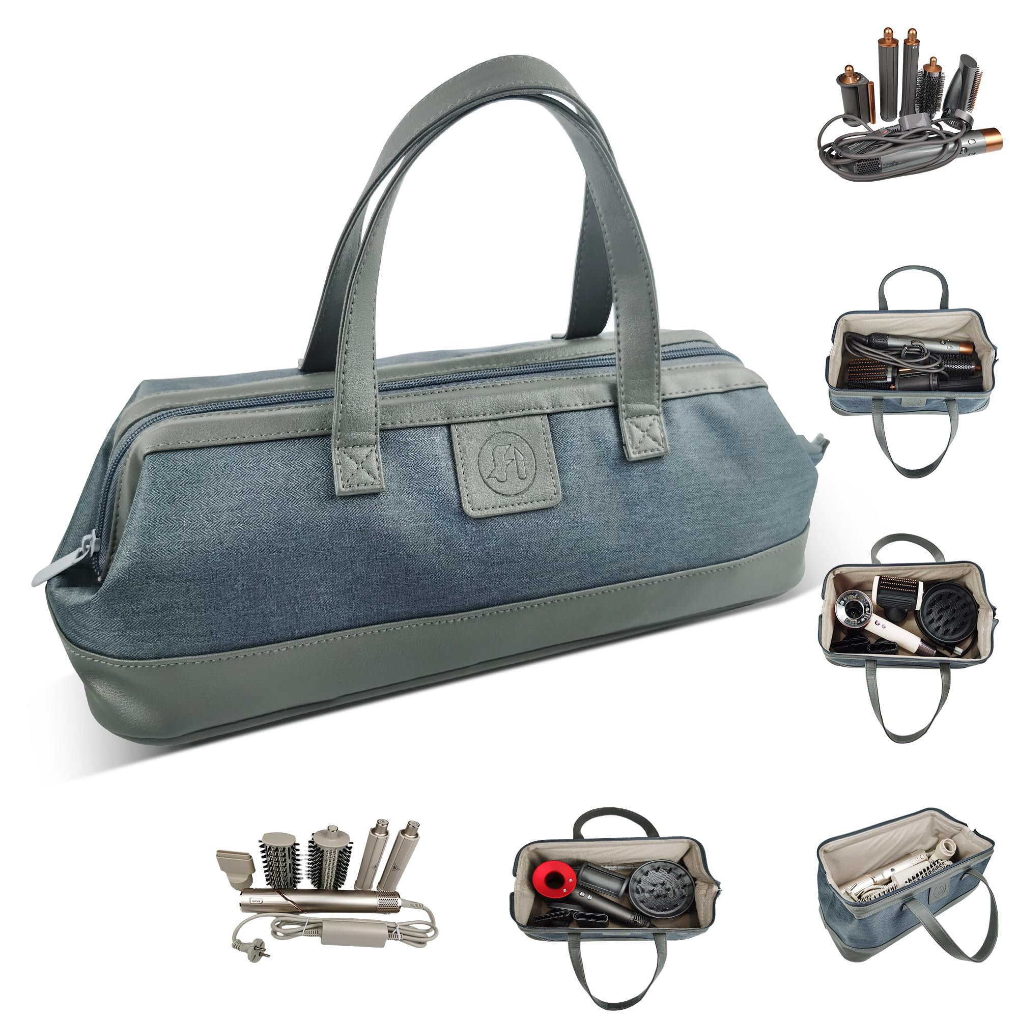 Foyer Nuage Travel Hair Dryer Bag for Dyson Supersonic, Portable Waterproof Storage Case for Dyson Airwrap, Hair Tools Case for Shark Flexstyle (Grey)