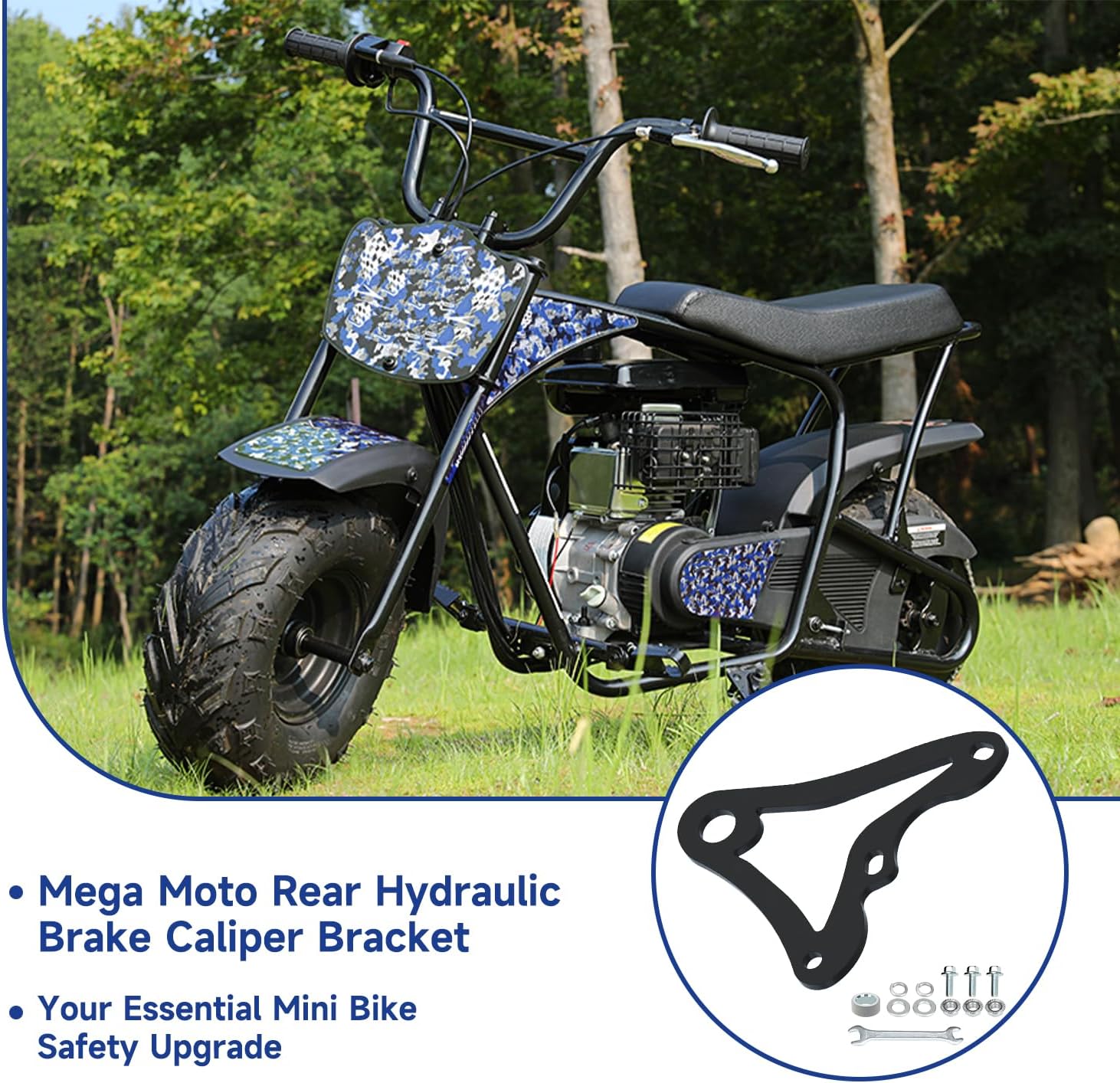 Mini Bike Hydraulic Brake Bracket Kit Compatible with Monster Mega Moto 80cc 105cc GMB100 Coleman RB100, Rear Brake Caliper Mount Adapter Replacement for MMB80 MMB105 RT100 Minibike Parts