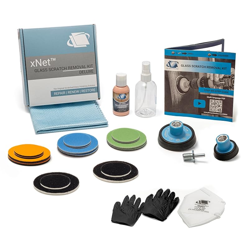 Kit para Remoção de Riscos em Vidros Glass Polish 50 e 75 mm com Abrasivos, Óxido de Cério e Acessórios