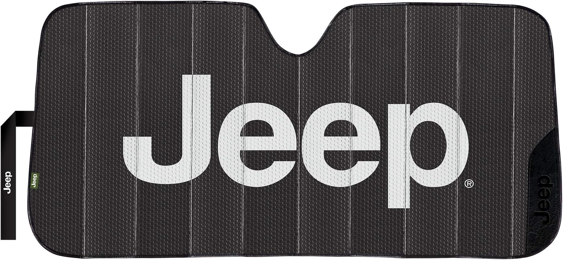 Plasticolor 003859W01 Jeep Black Matte Finish Front Windshield Sunshade for Car Truck SUV