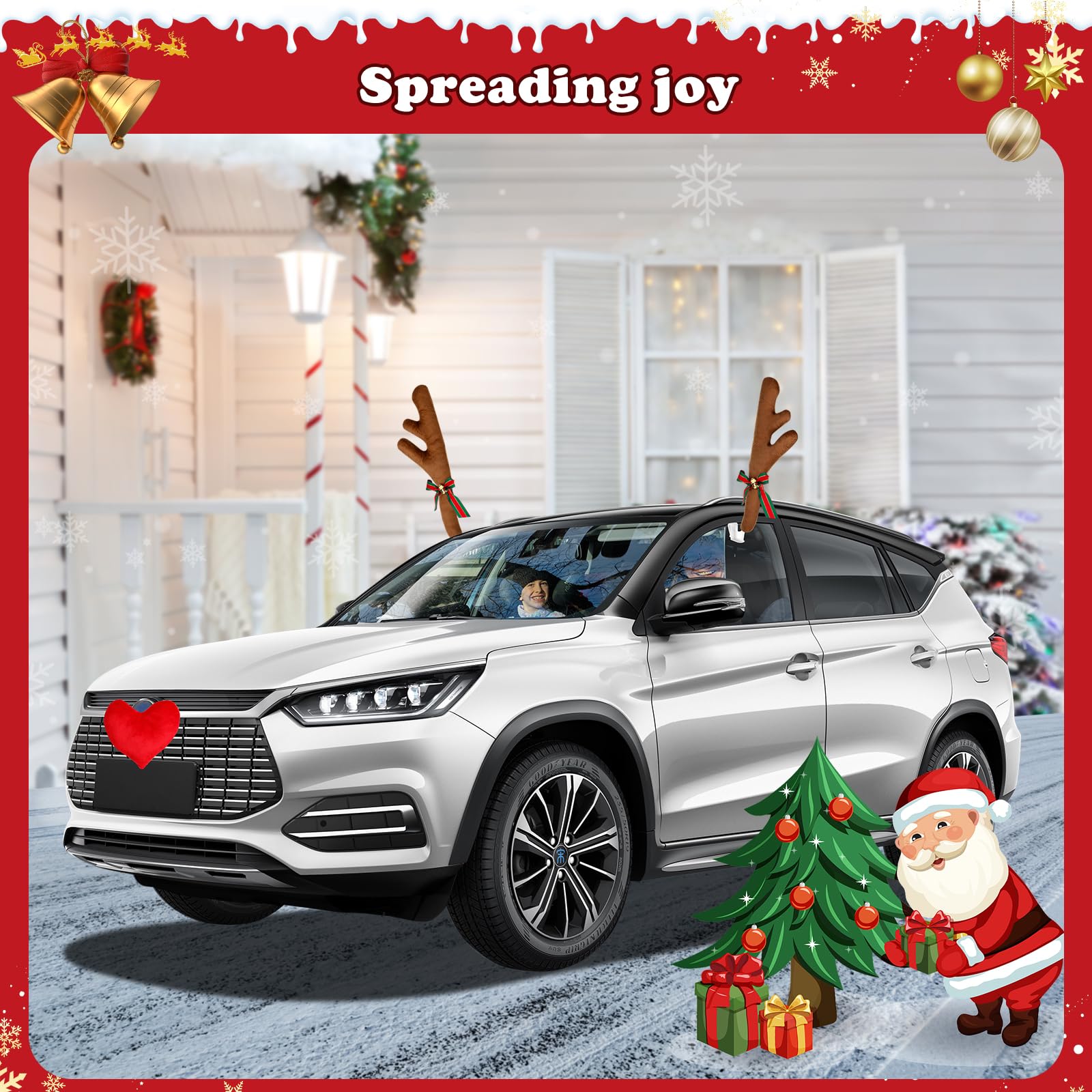 Costume Voiture Rudolph Mignon, Bois Renne Noël, Nez Rouge Pour Camion SUV, Décor