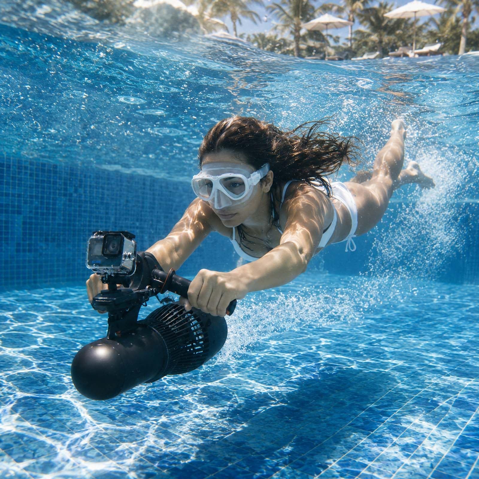 QFGain 1800–2700 RPM Underwater Scooter, High-Thrust Electric Sea Scooter for Diving, 500W Brushless Motor Water Propeller for Snorkel Gear