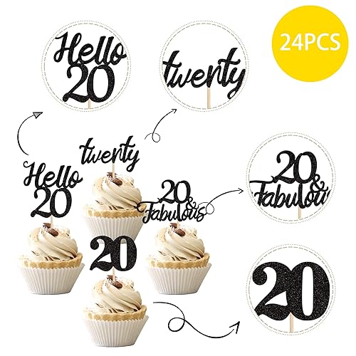 Miniatura 130 de 24 piezas de decoraciones oficiales para cupcakes de cumpleaños número 13 Hello 13 Thirteen Cupcake Picks 13th Birthday Cake Decor Supplies Black